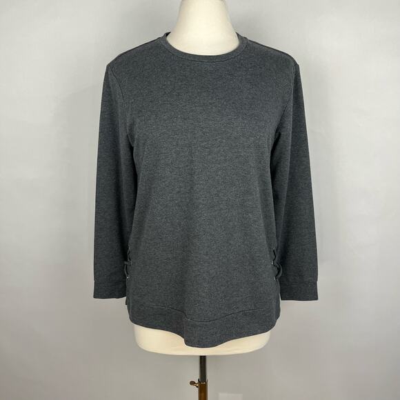 BLACK RIVET | Dark Gray Lace Up Sides Cotton Blend Sweatshirt | Women's Small - Picture 2 of 10